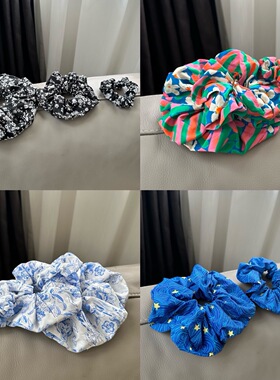 韩系小清新印花棉布碎花发圈文艺少女可爱大肠圈网红发饰头绳头花