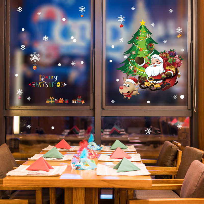 圣诞老人圣诞树墙贴纸