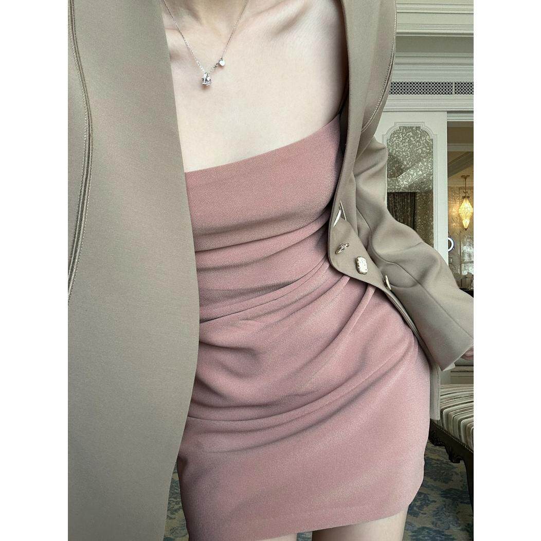 实价高级感气质西装外套吊带裙两件套装女纯欲风辣妹连衣裙子