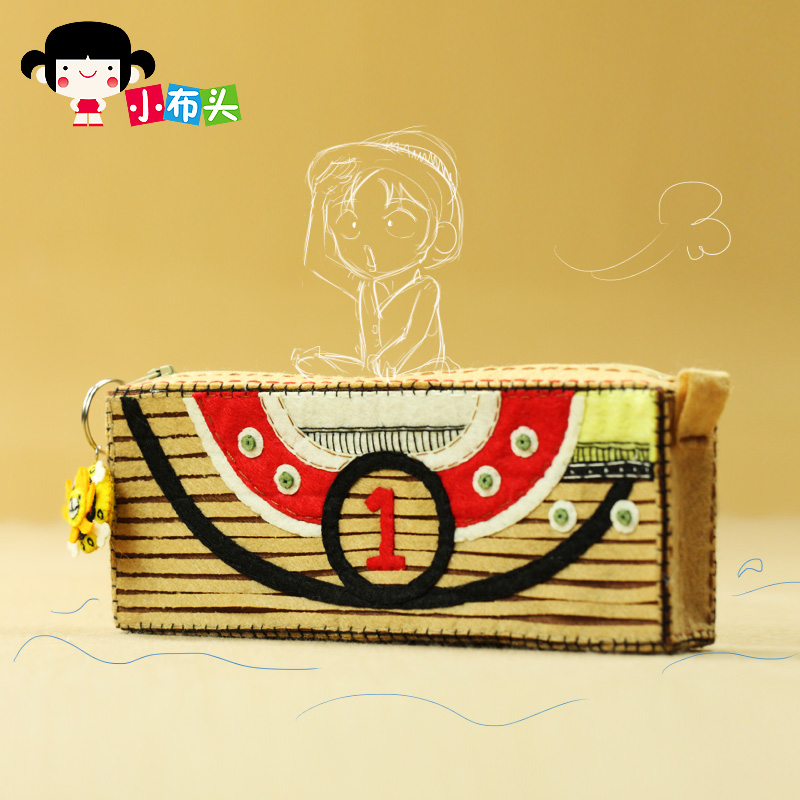 小布头创意礼物不织布diy材料包手工布艺海贼王路飞船笔袋免裁剪