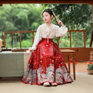 女童古风高端刺绣古装 套装 儿童中国风汉服唐装 女童马面裙2025新款