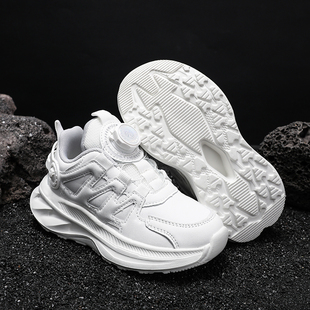 小学生轻便白鞋 旋转扣童鞋 春秋款 男童女童白色运动鞋 子 儿童小白鞋