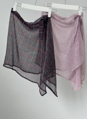 给日本顾客制作的样品 车间多色 上新薄款系带半身裙不规则女屁帘