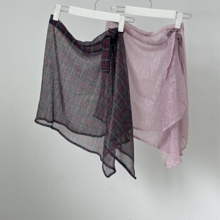 给日本顾客制作的样品 车间多色 上新薄款系带半身裙不规则女屁帘