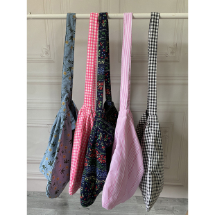 外贸精品韩版emis包包大容量可折叠时尚布袋单肩斜挎包出游单肩包