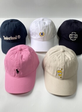 外贸清仓微瑕多色棒球帽时尚百搭夏季弯檐棒球帽子字母复古软顶潮