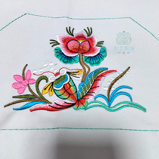2026夏季新款围腰花机绣刺绣花卉图案彩色丝线绣花工艺品装饰收藏