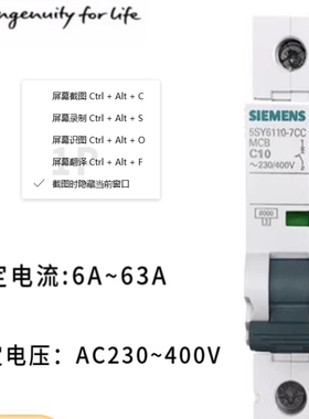 原装正品西门子5SY61067CC断路器5SY6106-7CC MCB C6单相空气开关