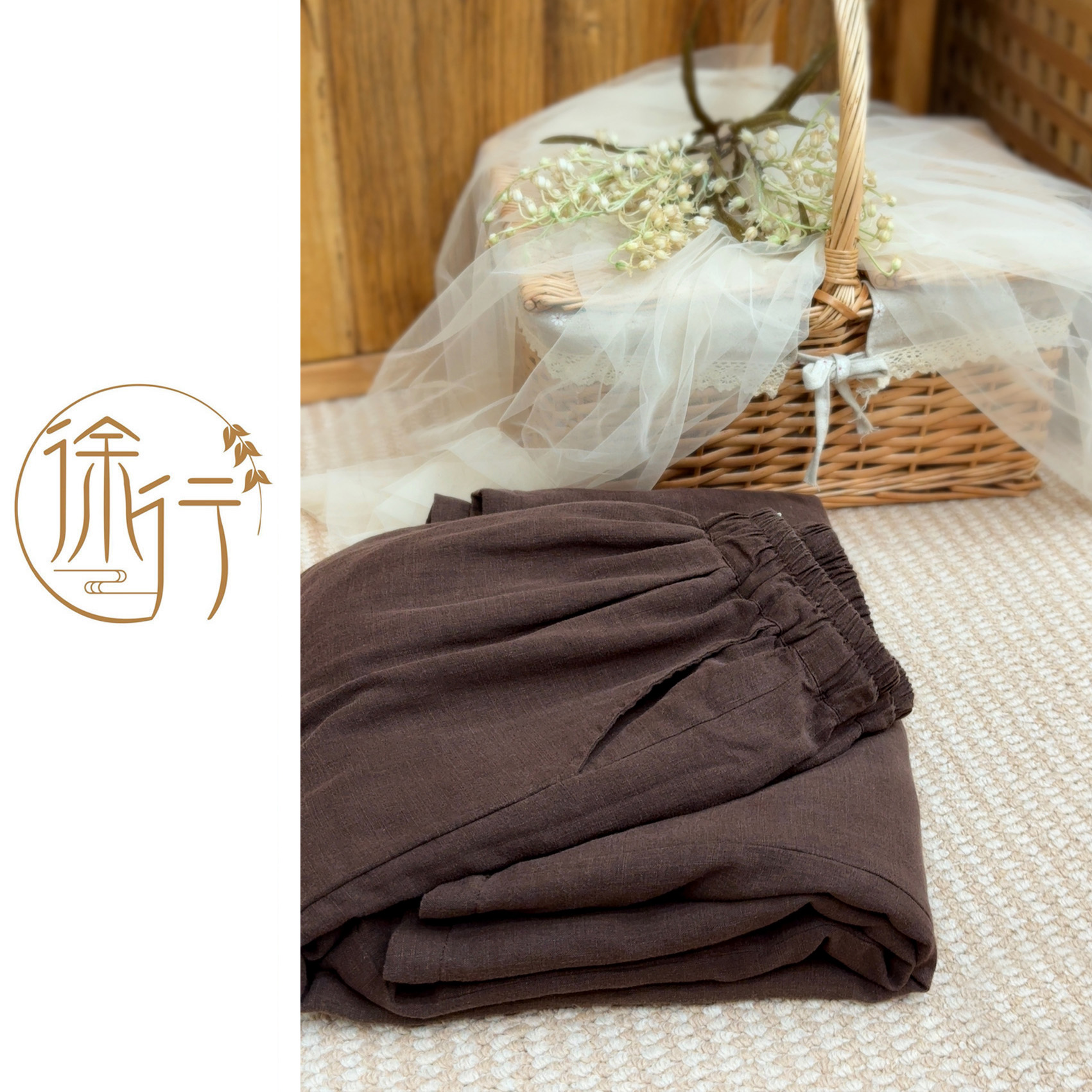 { 亚麻阔腿裤 } 奶呼呼的秋冬棉裤 亚麻咖色阔腿裤长裤 加厚