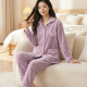 珊瑚绒睡衣女士妈妈秋冬季 加绒法兰绒保暖法兰绒家居服可外穿 新款