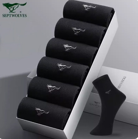 七匹狼纯棉男袜中筒袜春秋全棉透气吸汗休闲商务男袜子礼盒装
