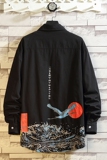 2021春装现货日系青春大码海浪男士休闲衬衫仙鹤刺绣长袖CS63，男装衬衫，电商A021A