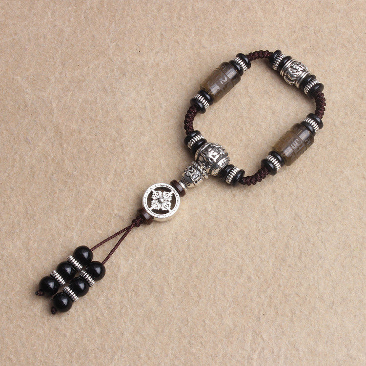 三通佛头藏银配饰套餐佛珠手串