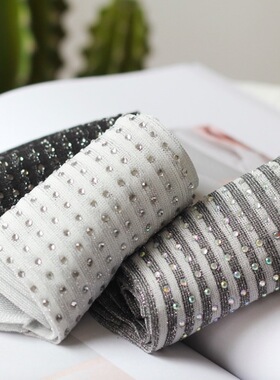 niss26 春夏新款透气女棉袜韩国东大门流行贴钻堆堆短筒袜子