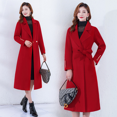 双面呢长款淑女修身气质毛呢外套