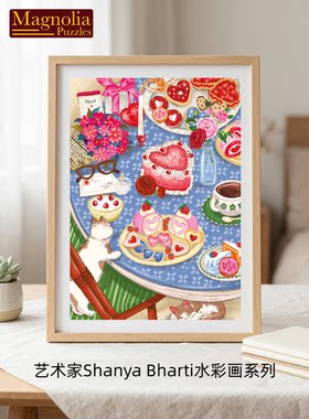 Magnolia进口拼图1000片猫咪盛宴水彩画系列