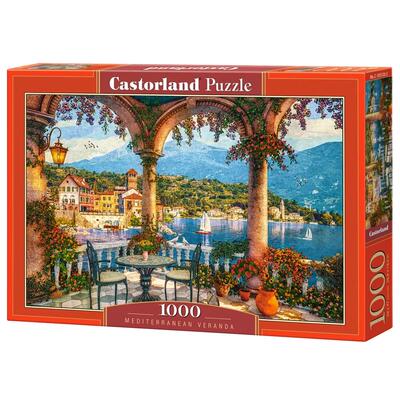新品现货Castorland巧思进口拼图1000片 地中海阳台美景105120