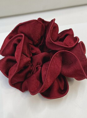 法式复古红色大肠发圈抓夹女韩国高级感蝴蝶结气质鲨鱼夹发绳无痕