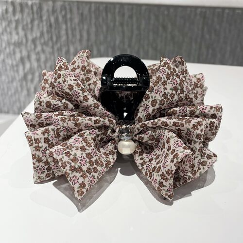 法式高级感蝴蝶结洋气碎花抓夹