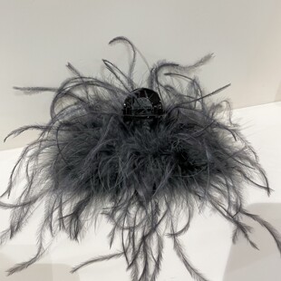 显白蓬松羽毛大号抓夹女2025年新款高级感后脑勺毛毛发夹鲨鱼夹