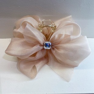 超仙大号网纱蝴蝶结发饰抓夹女 发卡鲨鱼夹双面后脑勺发抓夹 韩版