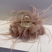 高级感名媛风羽毛网纱花朵抓夹日韩氛围蓬松发抓时尚 洋气发饰发夹