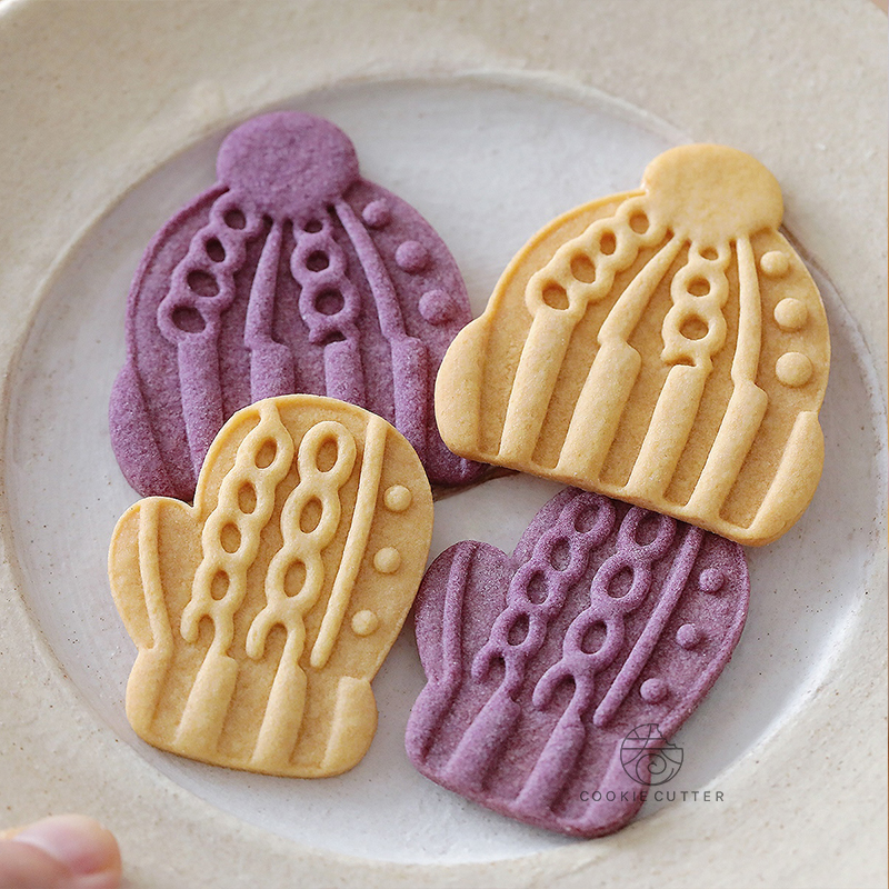 北欧风圣诞节毛线帽子饼干模具小清新冬日手套翻糖按压式烘焙工具