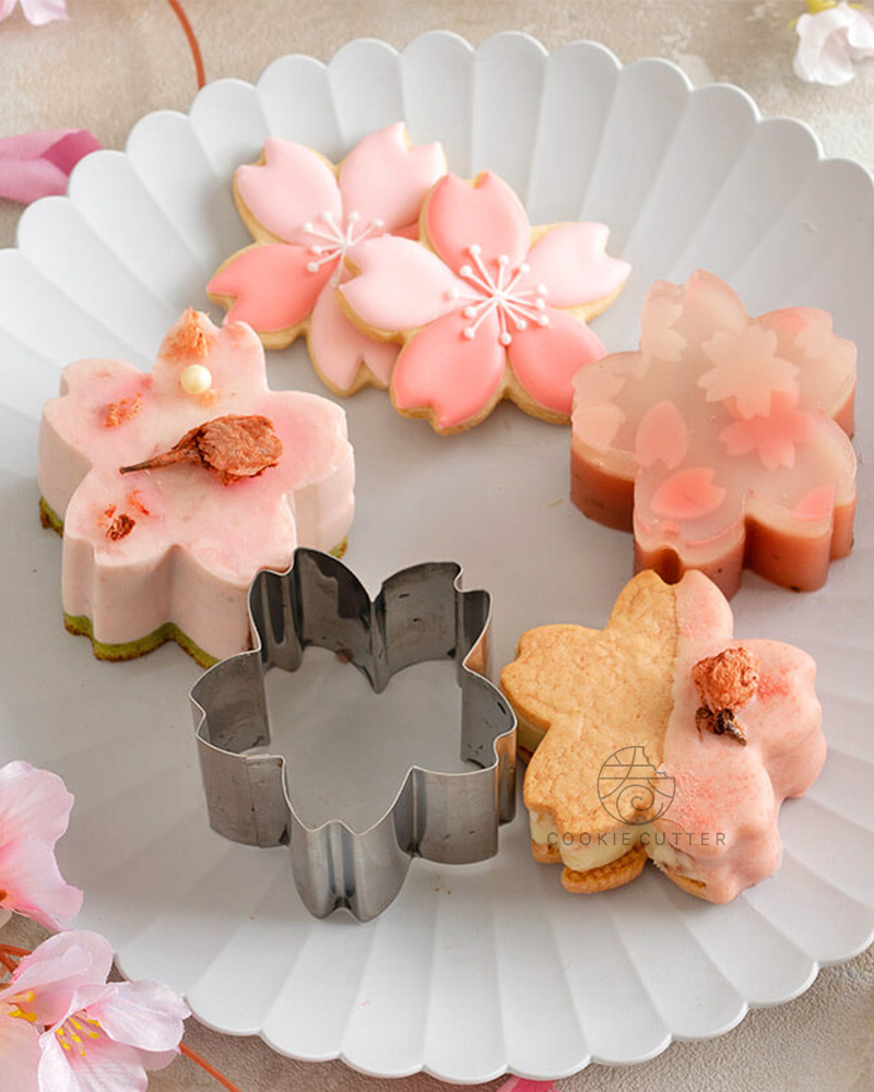 日本COTTA正品加高樱花不锈钢慕斯蛋糕模 不锈钢饼干面皮切割工具