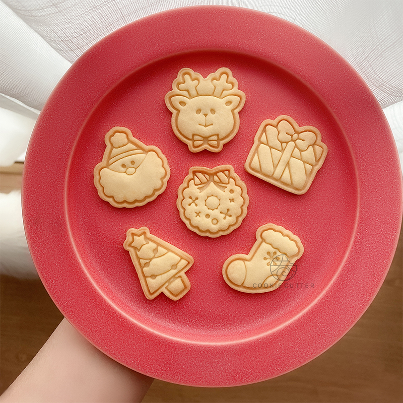 特价新款圣诞节日式3D立体可爱麋鹿花环手套帽子曲奇烘焙饼干模具