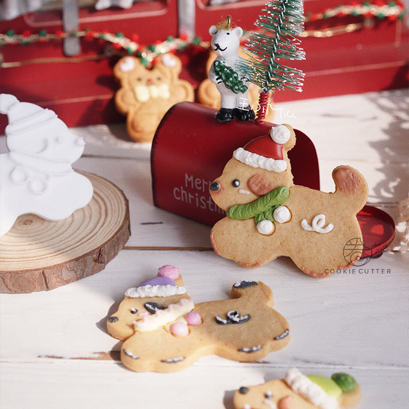 【视频教程】王小miu老师可爱卡通圣诞节潦草小狗饼干模具diy彩绘