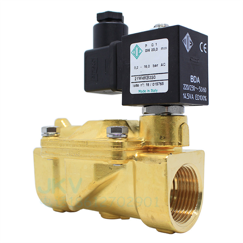 黄铜丝扣两通电磁阀常闭型 21W4KB250 现货1寸24V 110V