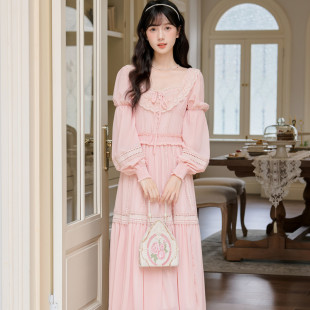 苏浅慕颜春季法式复古宫廷公主连衣裙甜美初恋少女生日礼服长裙子