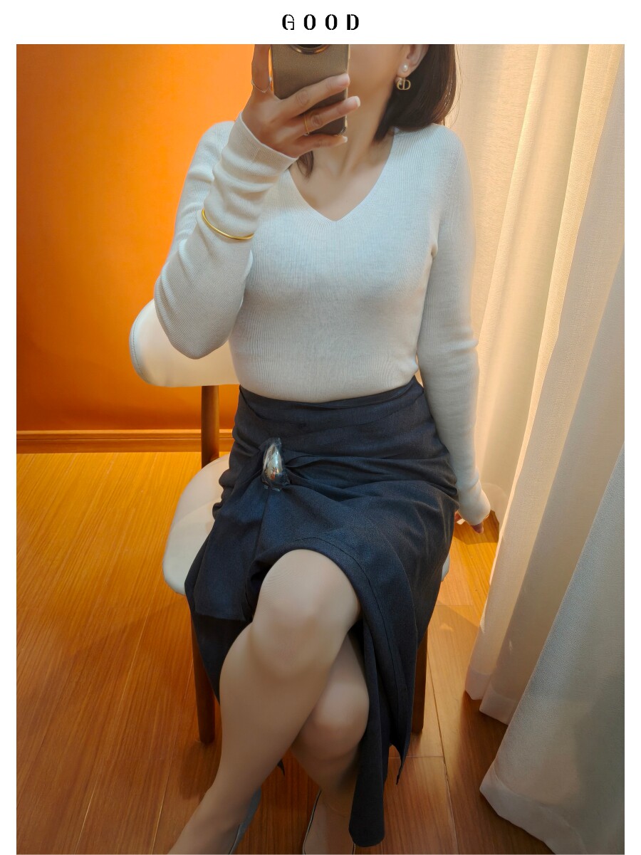 设计感开叉中长款半身裙女 通勤不规则褶皱藏肚A字裙 灰色中长款H