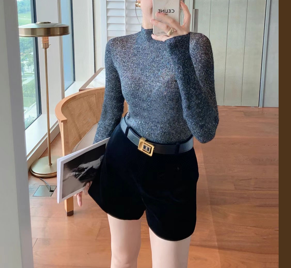 有型显瘦 黑色短裤秋款女 高级平绒 简单百搭高腰A字型宽裤腿裤子