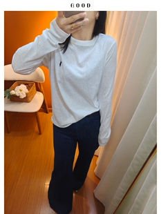 长袖 百搭薄款 实用款 休闲 刺绣马宽松腰品质款 女上衣通勤 t恤 经典