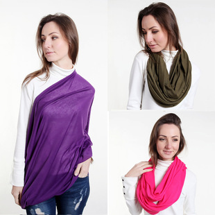 外贸原单亚马逊速卖通款纯色多功能喂奶巾纯棉围脖nursing scarf
