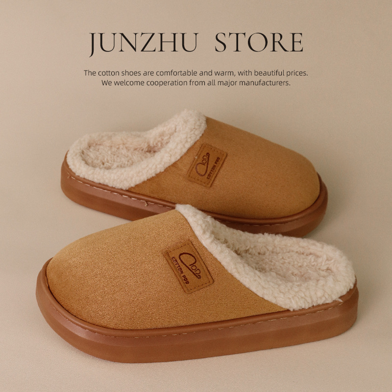新款跨境包头棉拖鞋女秋冬季家居加厚保暖家用居家毛绒拖鞋女棉拖