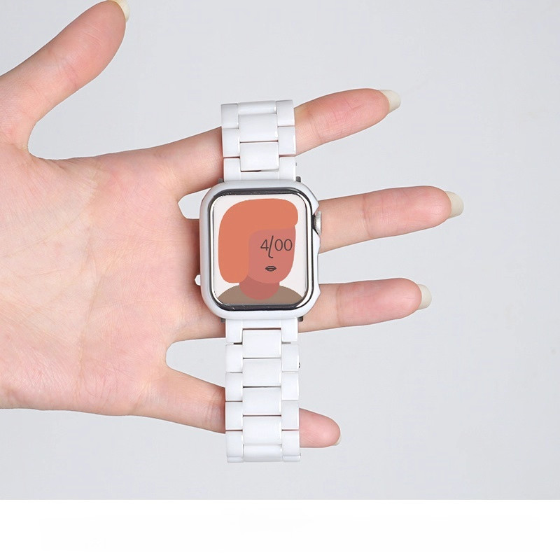 iwatch表带高级感陶瓷黑白色适用苹果手表applewatch系列小众女款