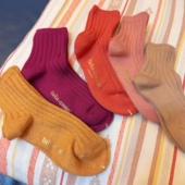 T家日单 纯色颜色太好看了秋冬针织袜子棉袜女袜日系搭配质感双针