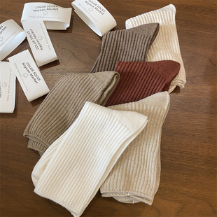 simple秋天的颜色 基础抽条 纯色简约 短袜女袜 双针保暖柔暖搭
