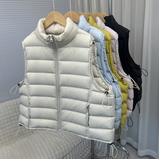 韩版立领排骨羽绒马甲女2025年秋冬新款宽松90白鸭绒短款马夹外套