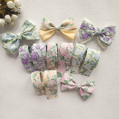 玫瑰花绿叶布艺带手工diy