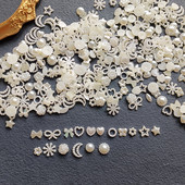 50个仿珍珠玫瑰花镂空蝴蝶结圆月亮手工diy发饰吧唧托应援棒装 饰D