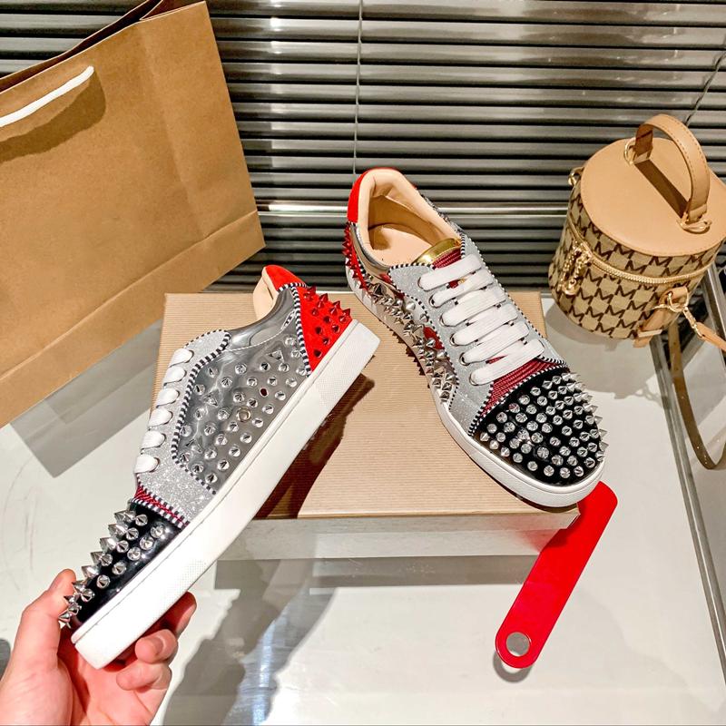 欧洲站板鞋亮片2025高定新款铆钉潮流低帮头钉潮鞋情侣板鞋山水画