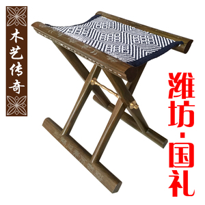 红木马扎折叠凳子绿檀花梨便携实木靠背家用手工交叉凳子休闲礼品