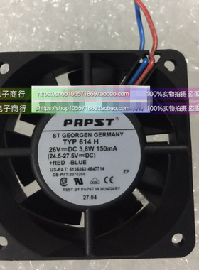 德国进口工业散热风机TYP 614H 26V 3.8W /24V3.5W 6025 变频风扇