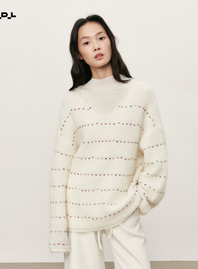胡可的买手店 HDL Amado·条纹彩点设计肌理羊毛混纺针织衫
