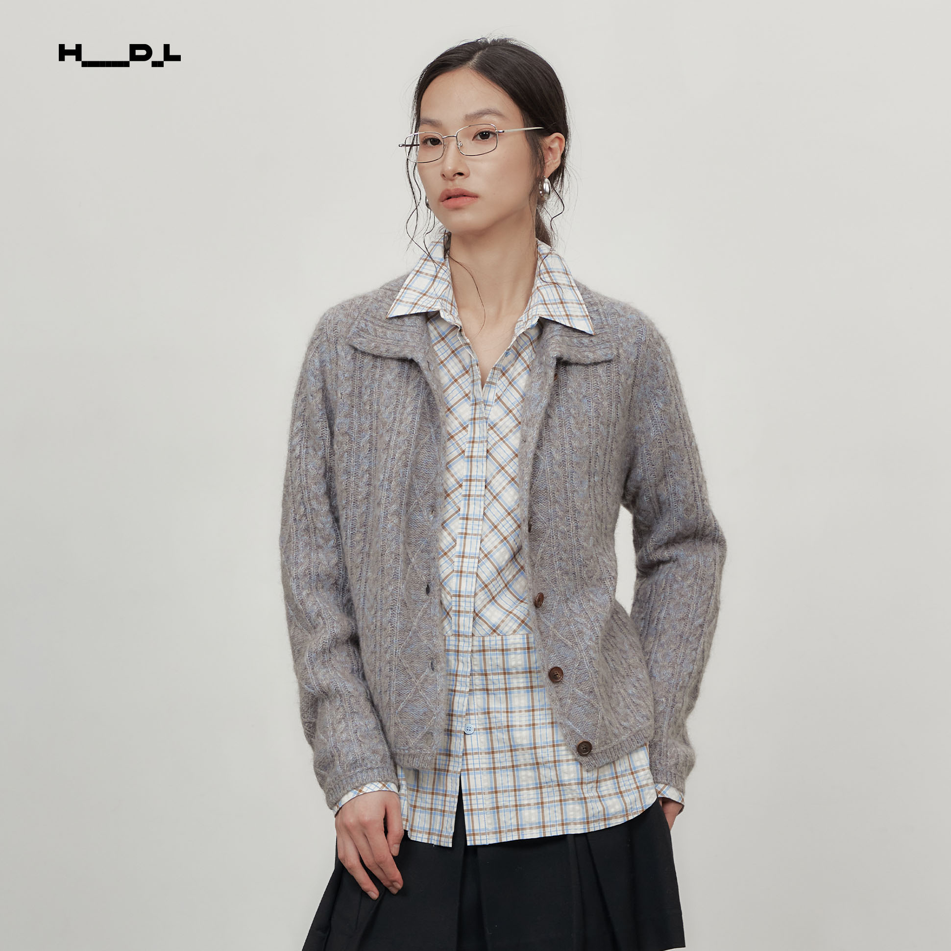 胡可的买手店 HDL 花纱羊毛立体绞花爱尔兰翻领毛衣