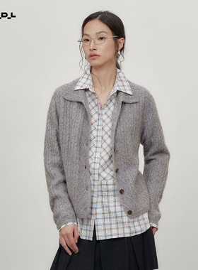 胡可的买手店 HDL 花纱羊毛立体绞花爱尔兰翻领毛衣