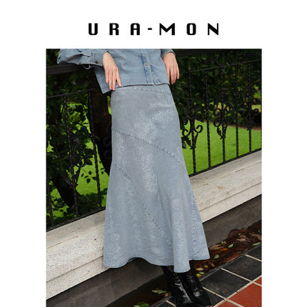 胡可的买手店 URA-MON鳞纹牛仔鱼尾半裙